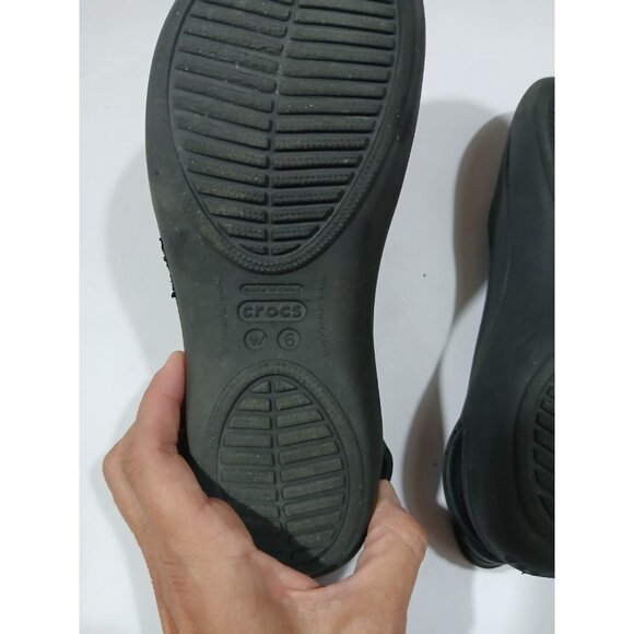 Crocs Kadee Sling Back Ballet Flats Size 6 Black Laser Cut Rubber Light - Picture 8 of 8